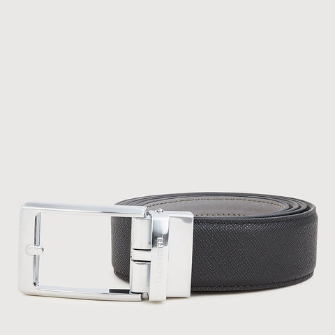 FINE GRAIN PRINTED LEATHER BELT WITH GUN IN SATIN FINISH ALLOY AUTO BUCKLE