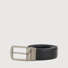 REVERSIBLE NAPPA LEATHER BELT SATIN FINISH IN STAINLESS STEEL NEEDLE BUCKLE