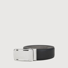 SAFFIANO PRINTED LEATHER BELT WITH NICKEL SATIN FINISH IN STAINLESS STEEL NEEDLE BUCKLE
