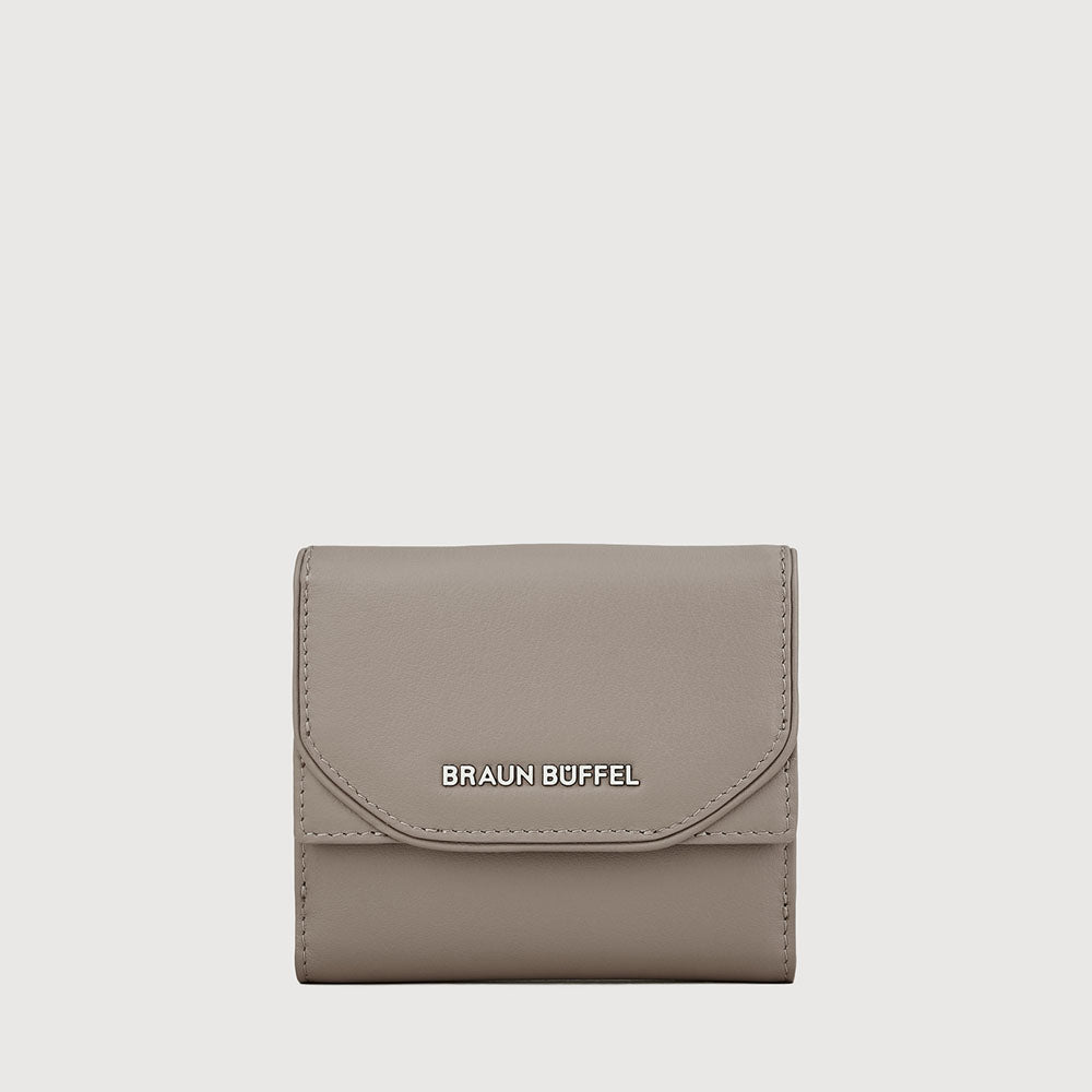 CLAMP BIFOLD SMALL WALLET WITH EXTERNAL COIN COMPARTMENT