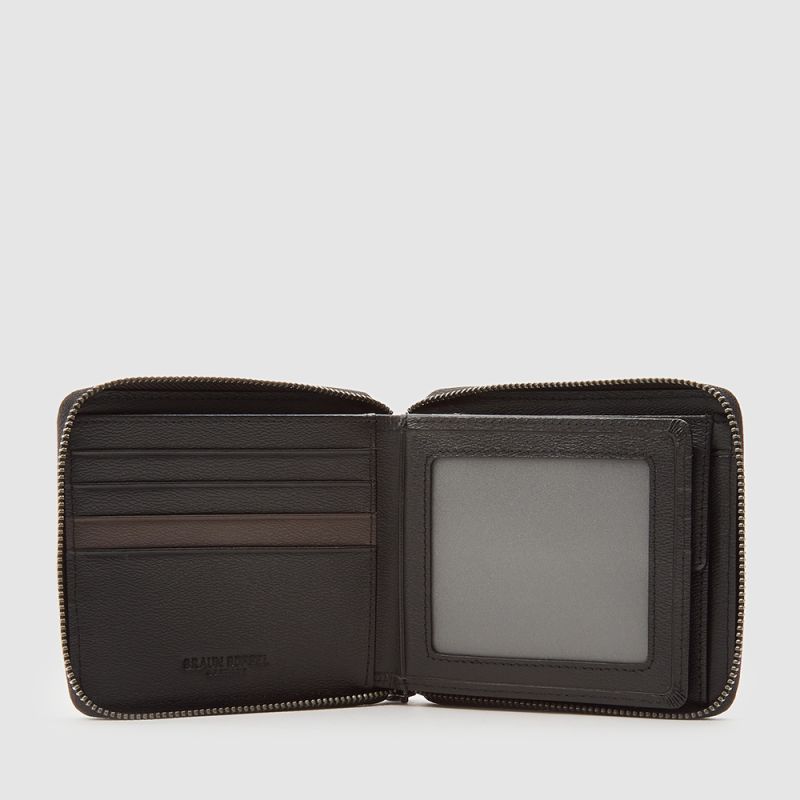 BOSO ZIP CENTRE FLAP WALLET WITH COIN COMPARTMENT