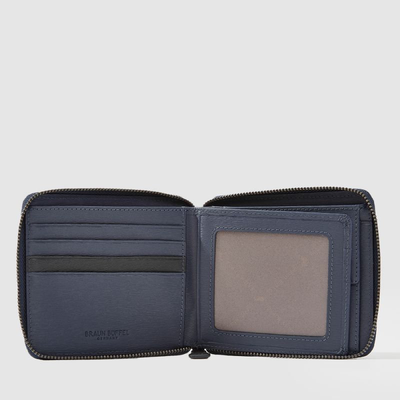 BOSO ZIP CENTRE FLAP WALLET WITH COIN COMPARTMENT