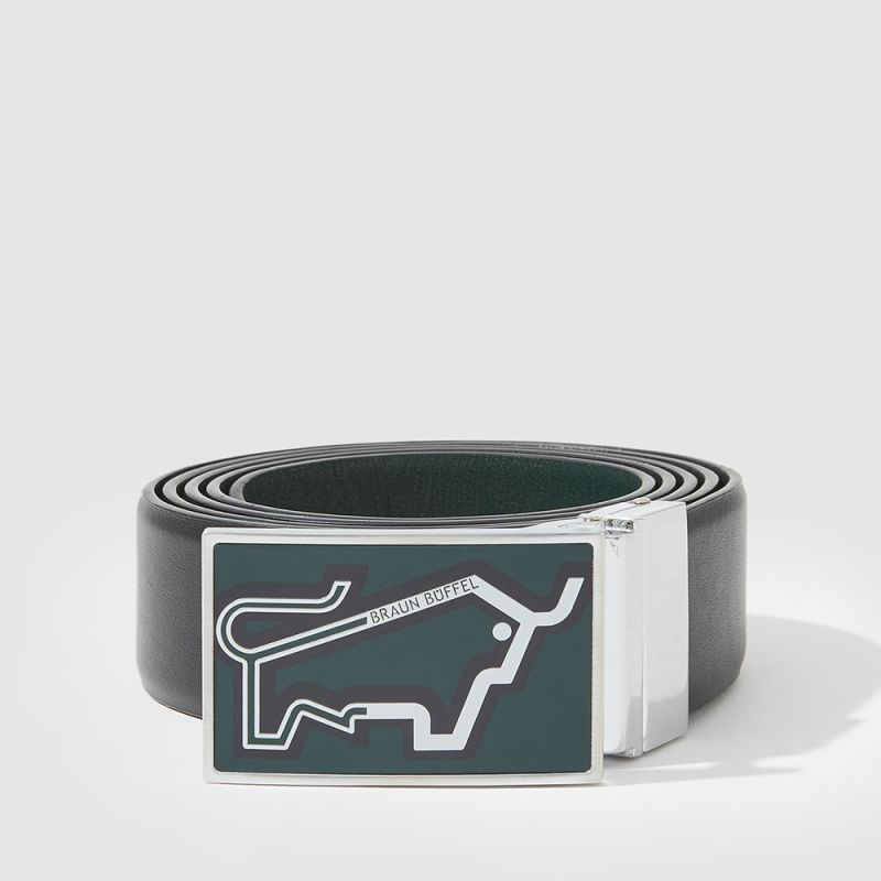 REVERSIBLE NAPPA LEATHER BELT WITH NICKEL IN SATIN FINISH BUCKLE
