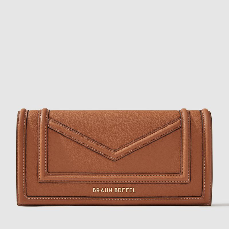 CATE 2 FOLD LONG WALLET WITH ZIP COMPARTMENT (BOX GUSSET)