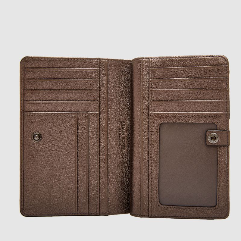 UNLOCK 2 FOLD 3/4 WALLET WITH EXTERNAL COIN COMPARTMENT